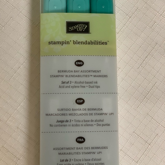 Stampin Up Blendabilities Bermuda Bay Teal Assortment Marker Dual Tip Ink 3-Pack - Picture 4 of 7
